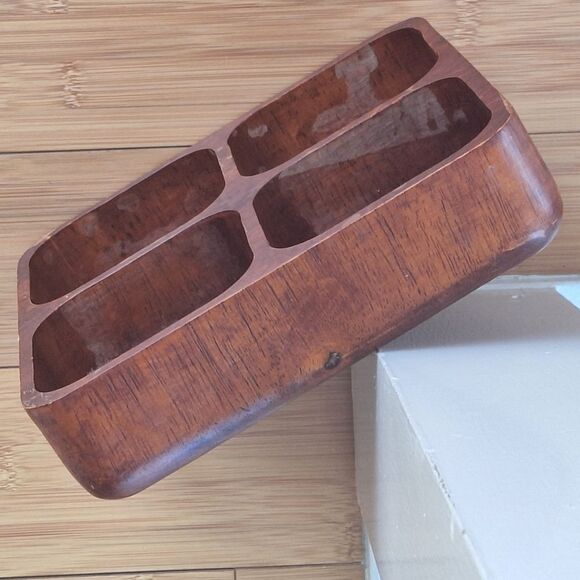 Solid Wood Tray Compartment Nuts Dried Fruit Trinket Organizer Display Decor TLC - Picture 5 of 16